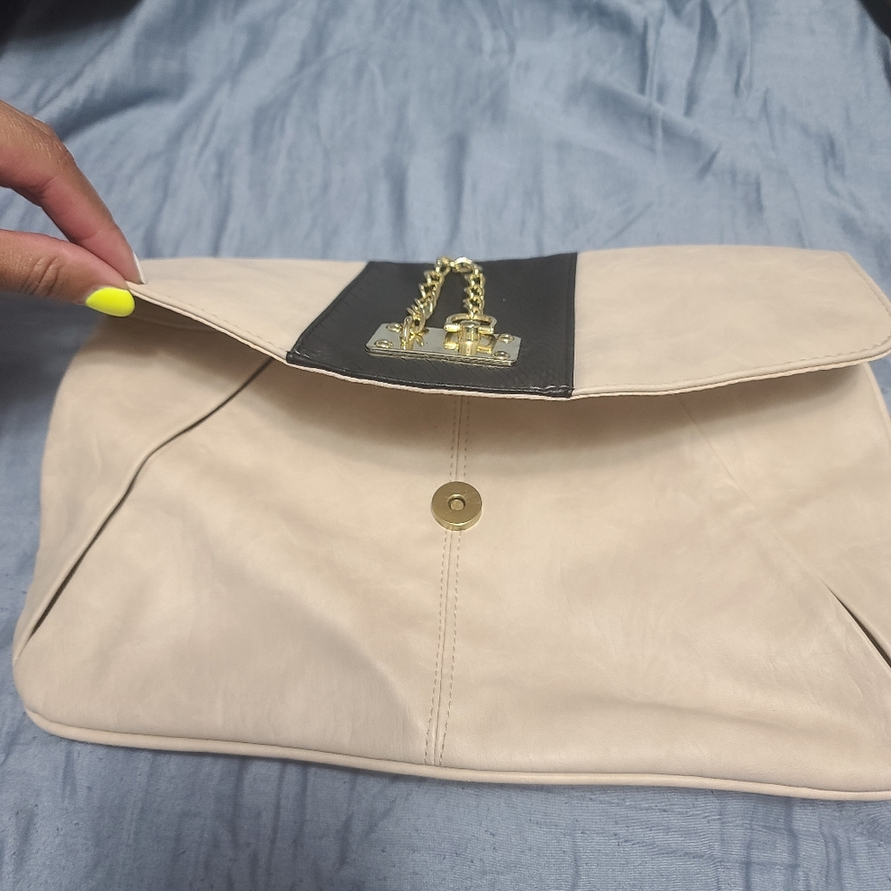 Cream and black bag